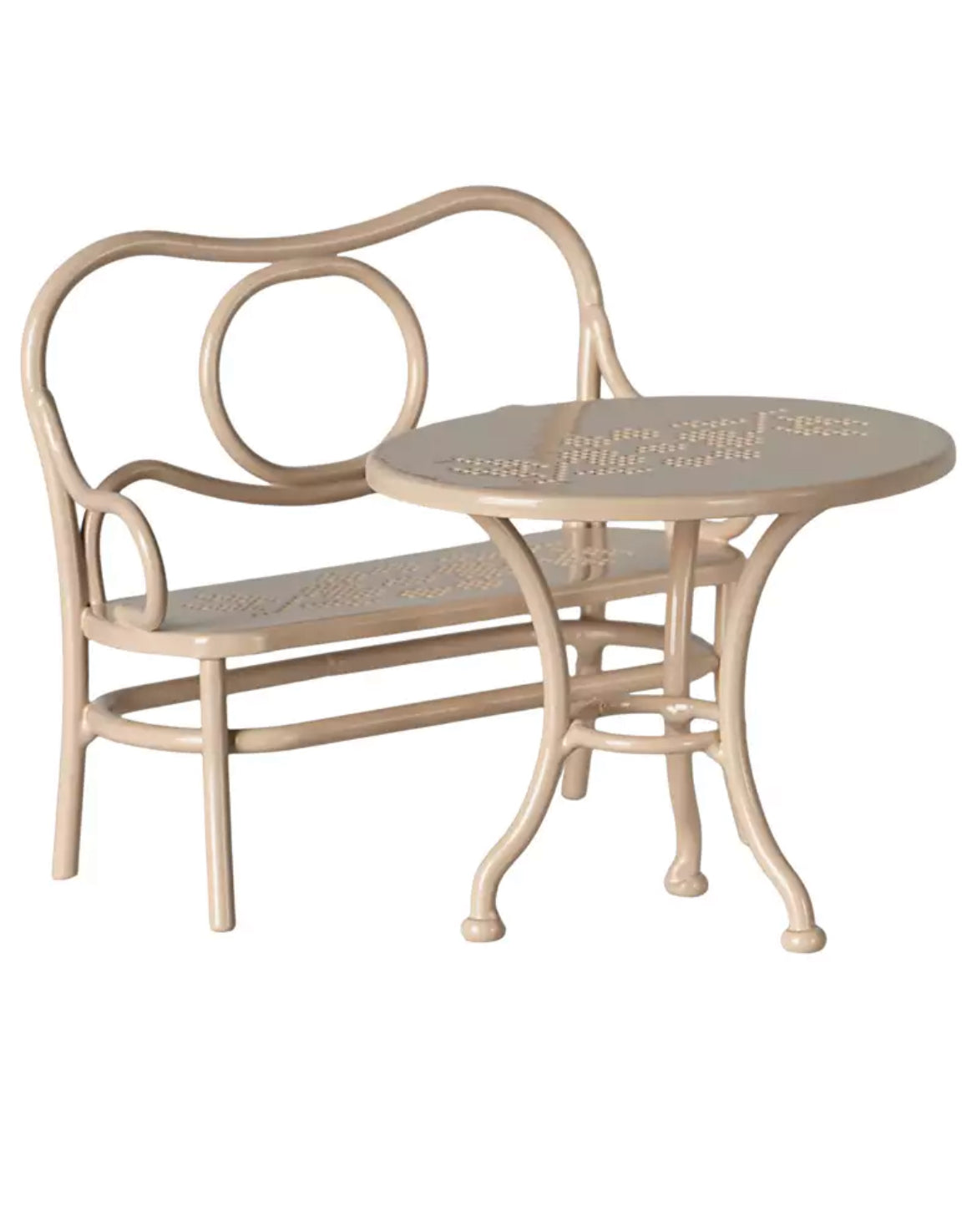 Table à café et banc - Rose Pâle - Maileg