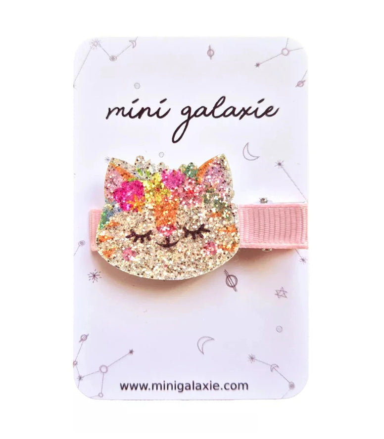 Barrette - Chat à paillettes - Mini Galaxie