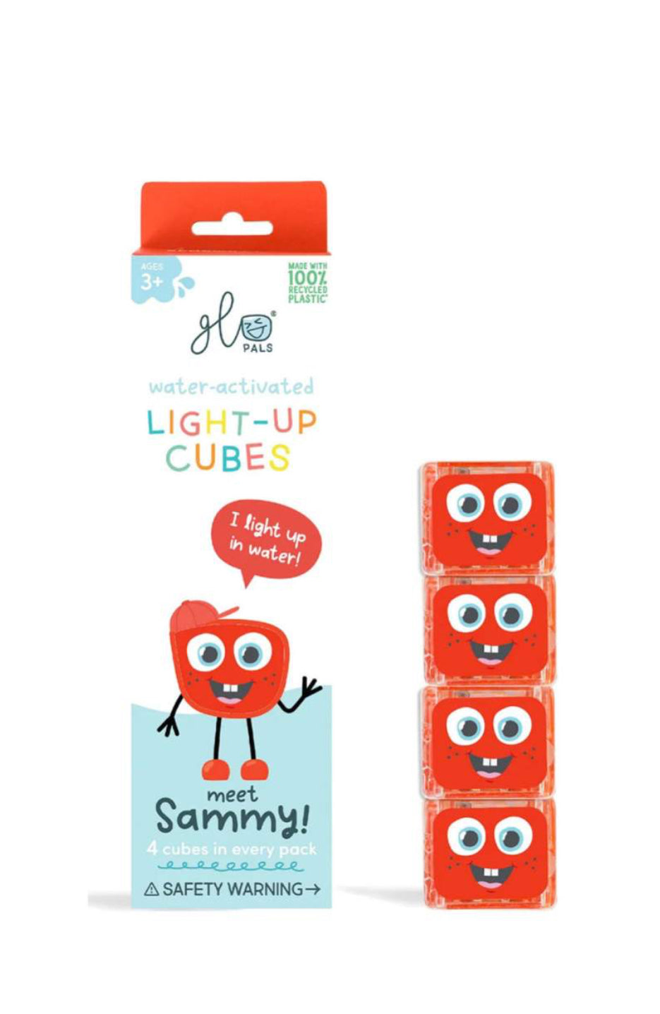 Lot de 4 cubes lumineux - Rouge - Glo Pals