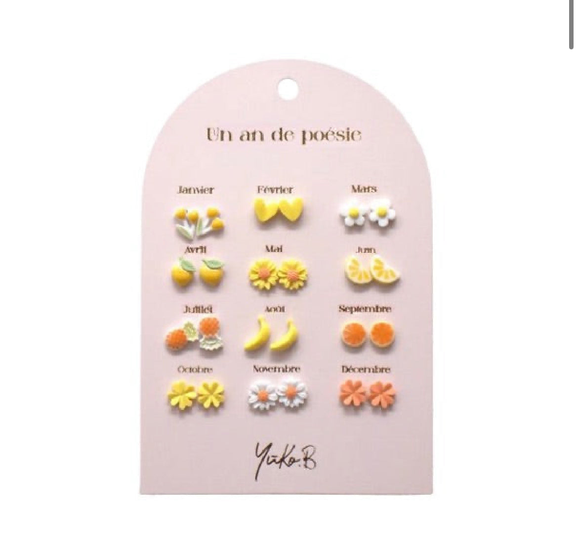 Boucles d'oreilles Un an de Poésie - Jaune - Yuko B