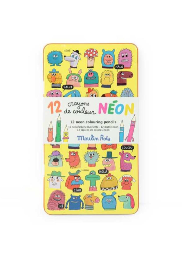 12 crayons de couleur néon - Les Schmouks -  Moulin Roty