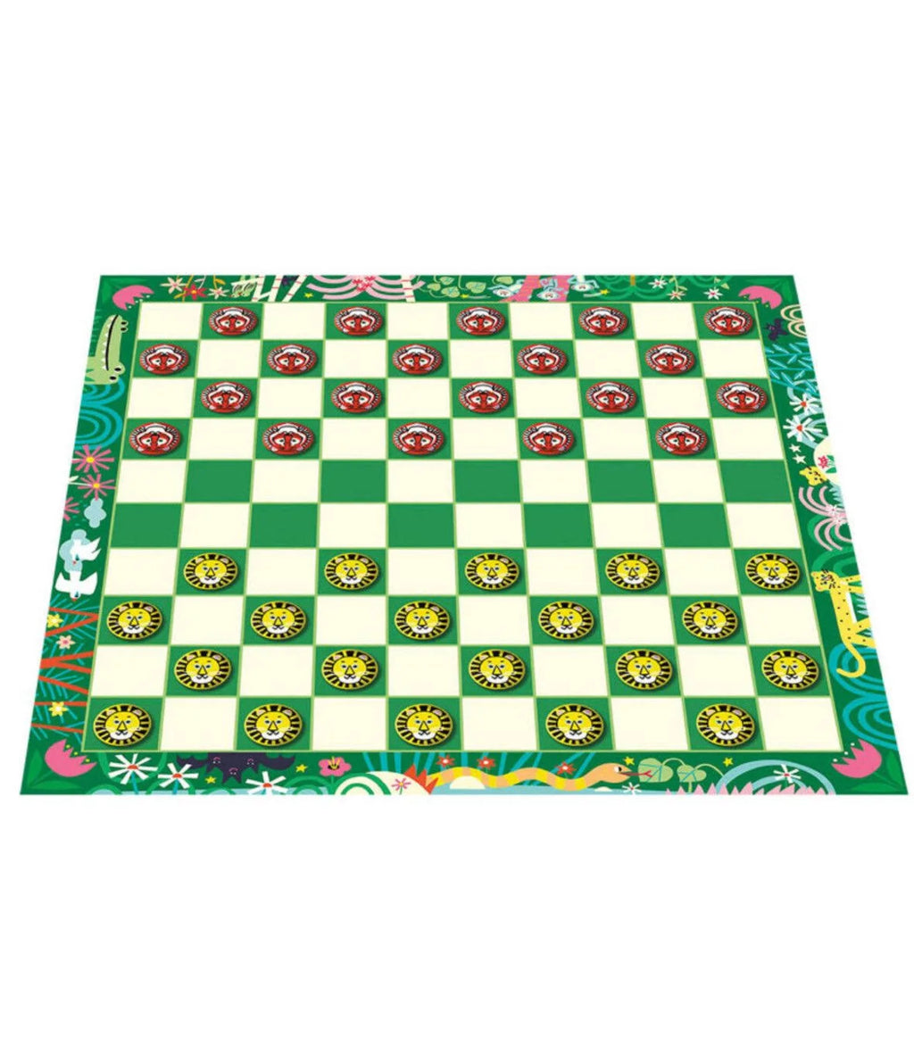Jeu de dames en bois - Le Duel des Félins - Auzou