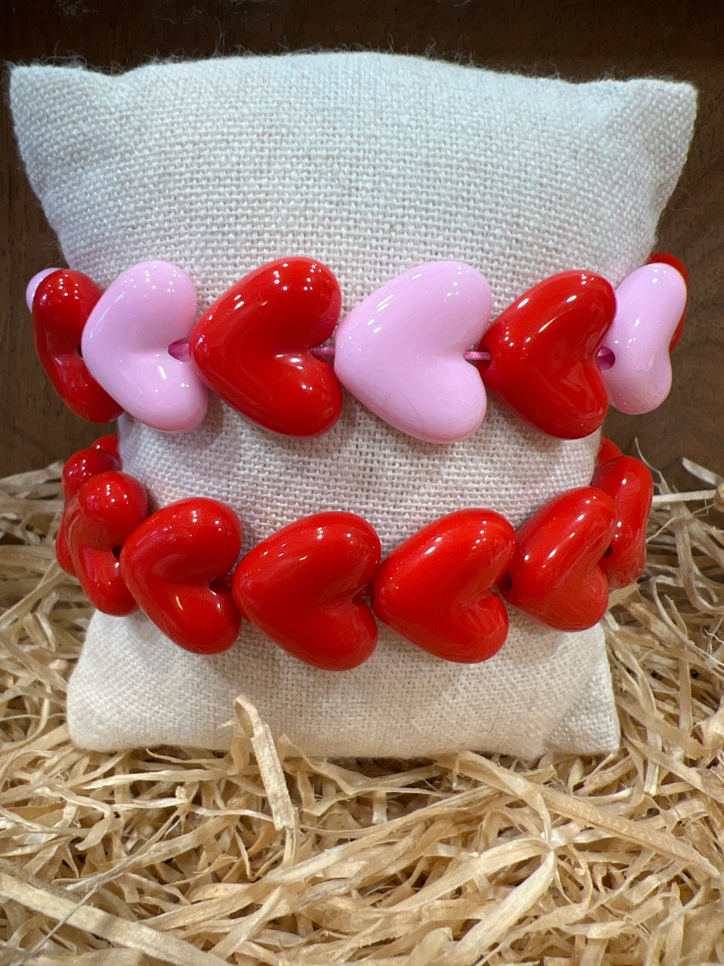 Bracelet adulte - Maxi coeurs rouges - Gaga