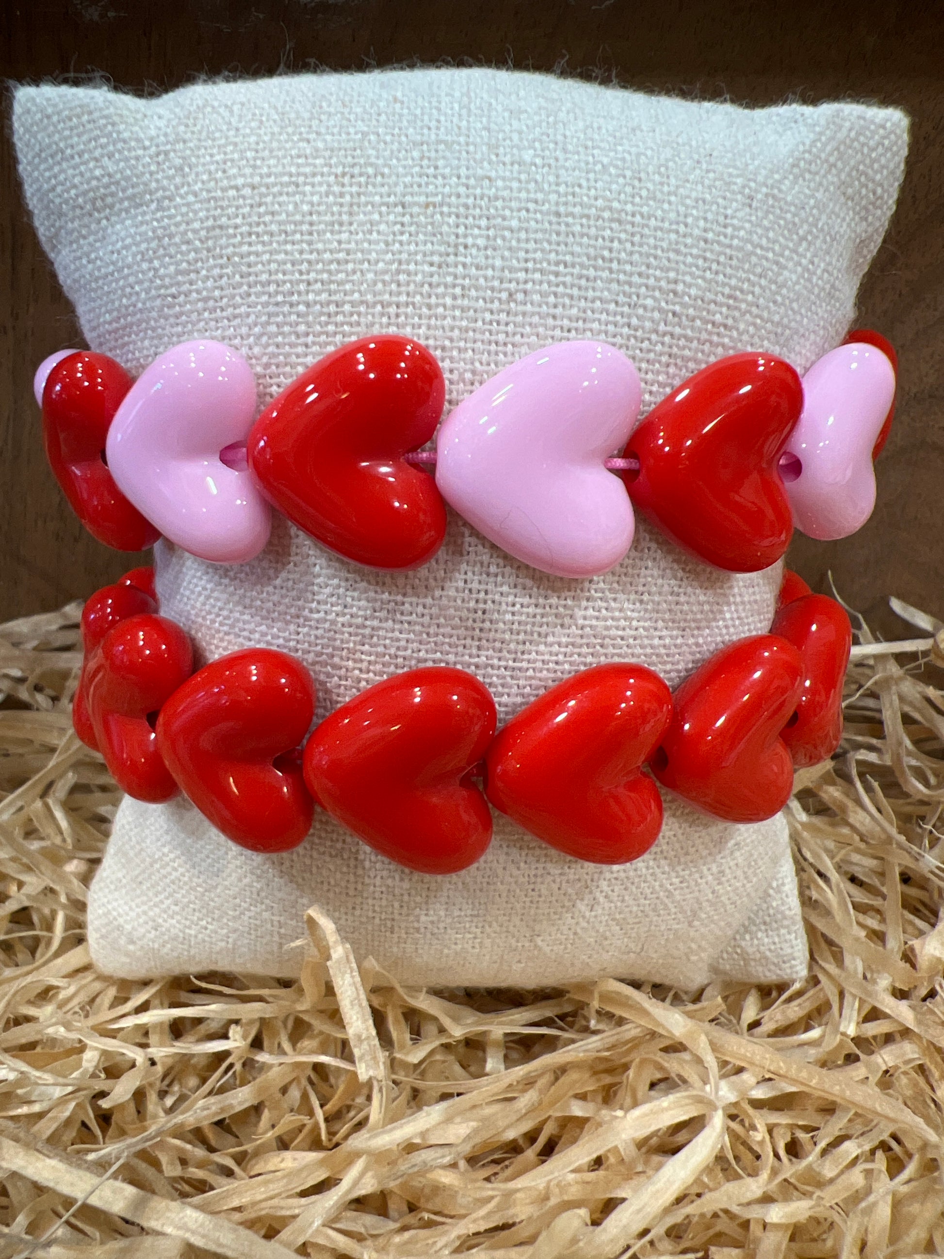 Bracelet adulte - Maxi coeurs rouges - Gaga
