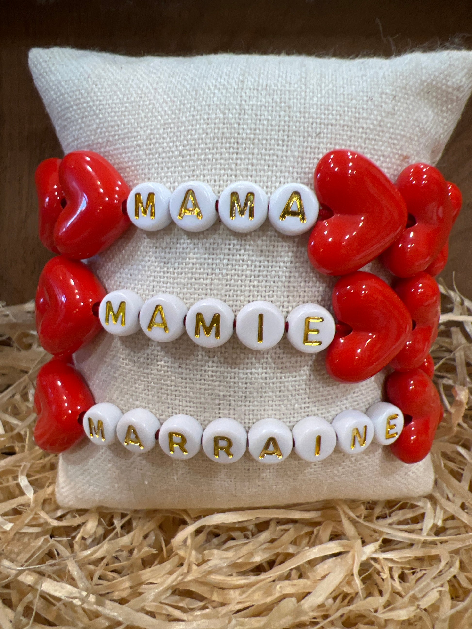 Bracelet adulte - Maxi coeurs rouges - Gaga