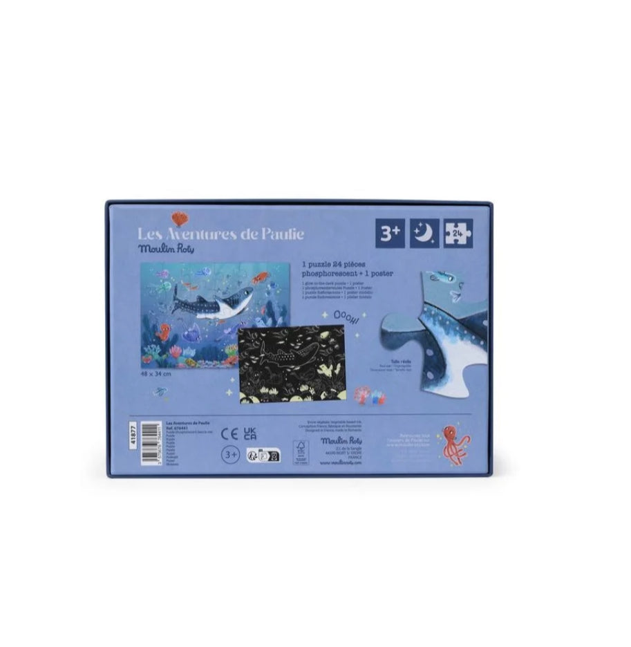 Puzzle 24 pièces phosphorescent - Sous la mer - Moulin Roty