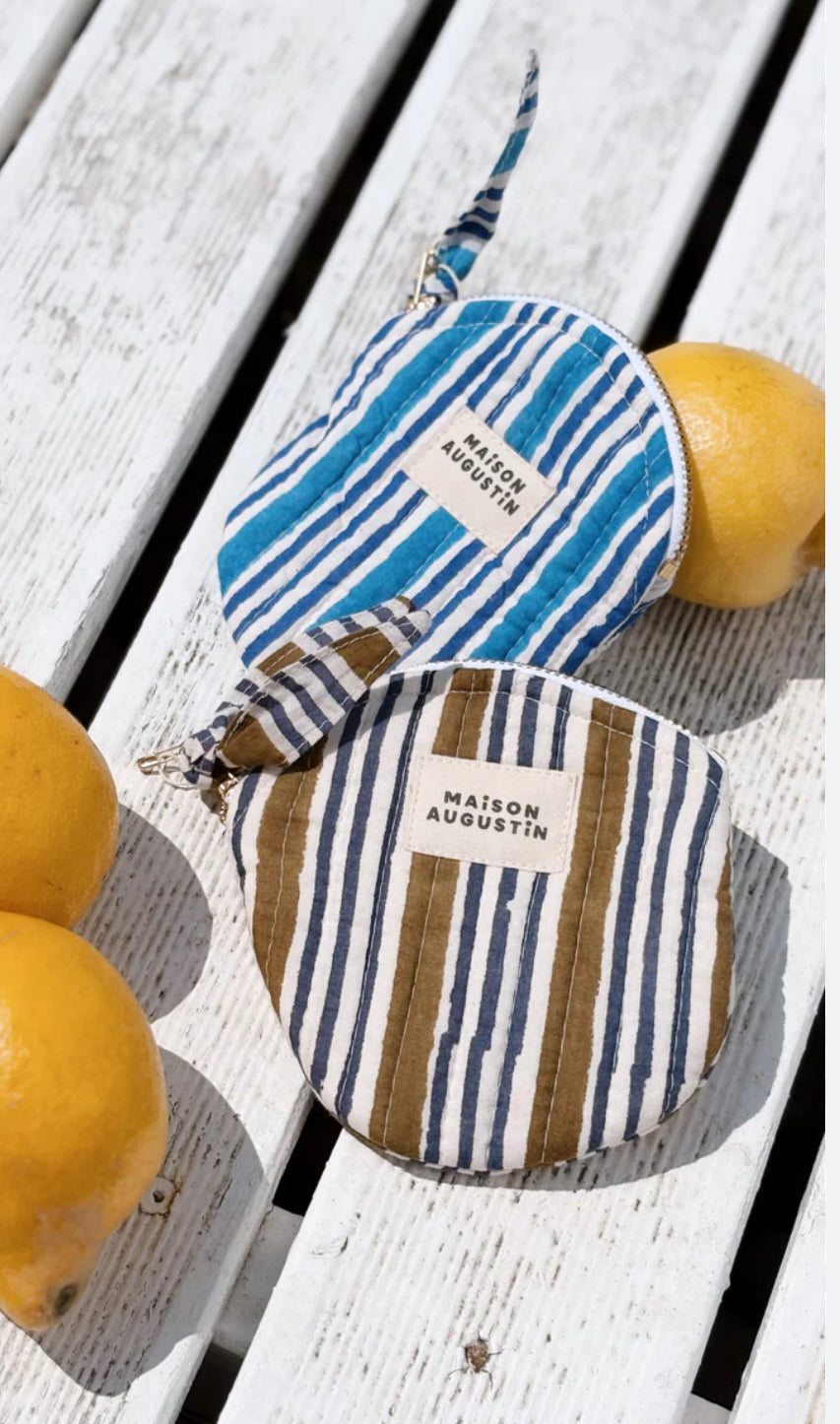 Porte-monnaie - Stripe bleu - Maison Augustin