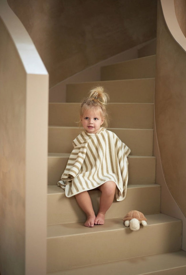 Poncho de bain - strip Olive -  Jollein
