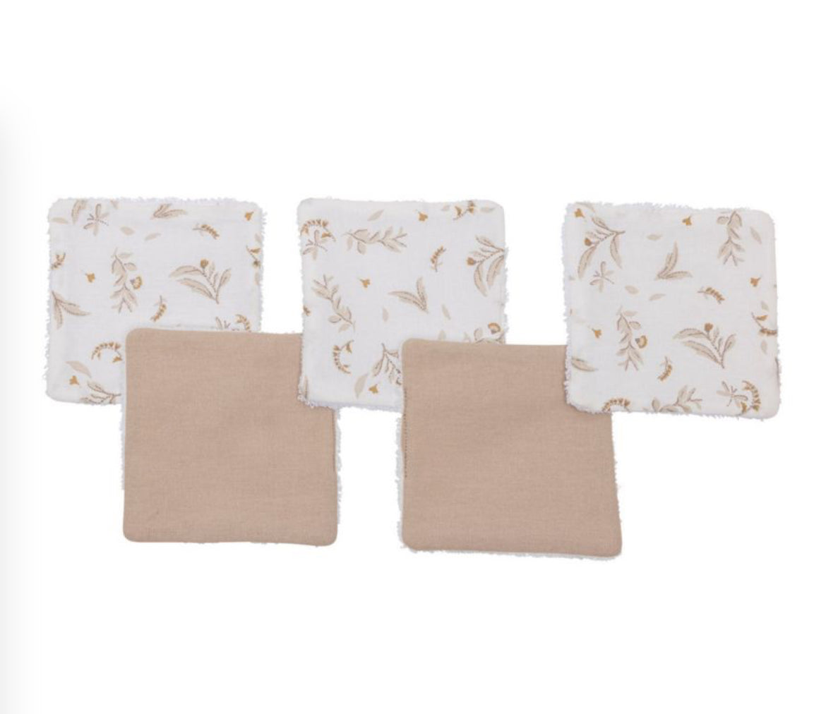 Lot de 5 lingettes réutilisables - Feuilles - BB&CO