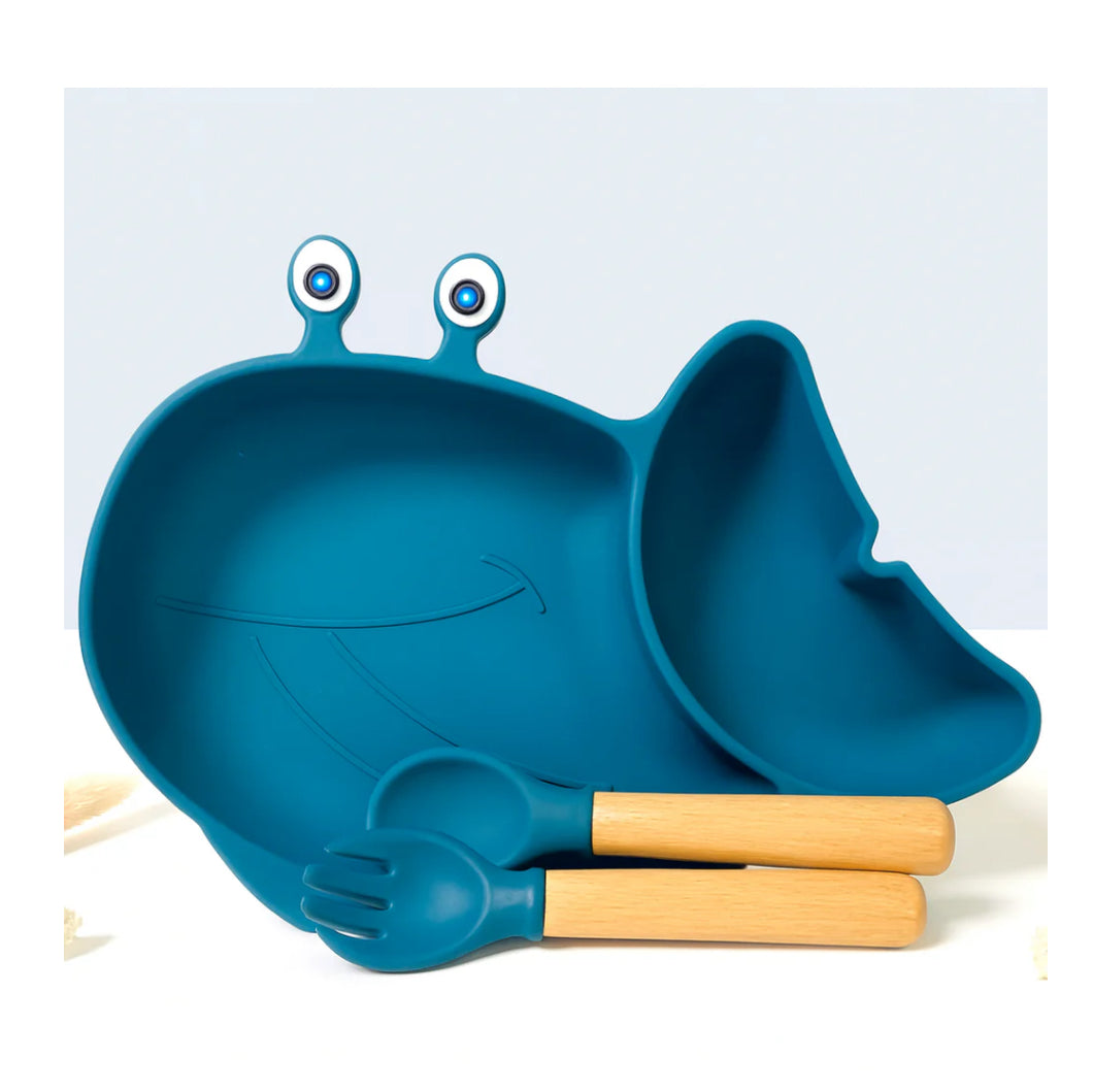 Set vaisselle Solène la Baleine - Bleu - Les Petits Citrons