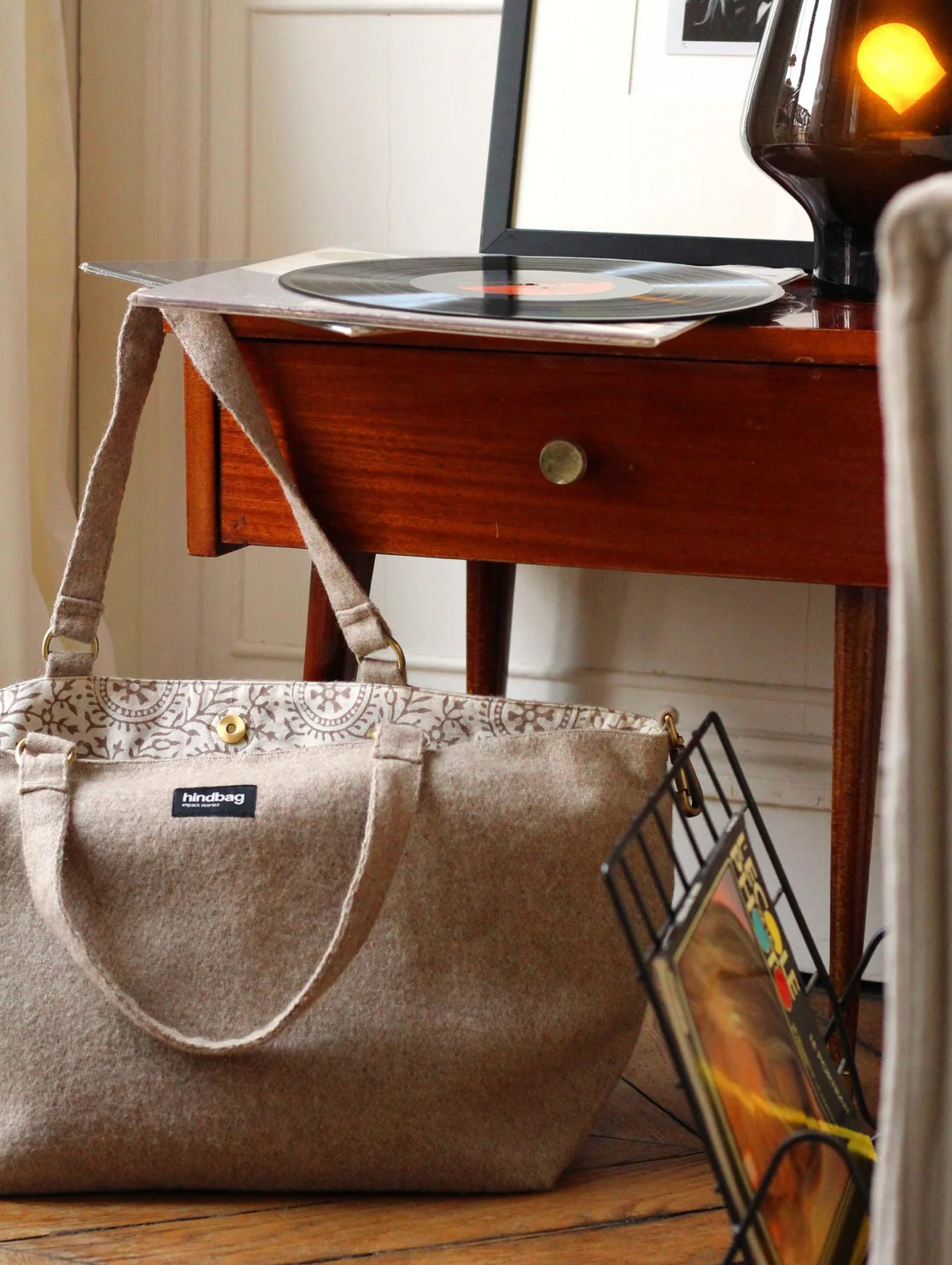 Sac cabas Raphaëlle en laine recyclée beige - Hindbag