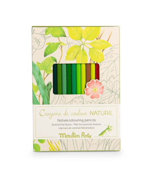 12 crayons de couleur & cartes - Le Botaniste -  Moulin Roty