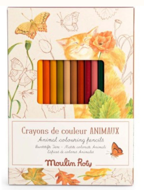 12 crayons de couleur & cartes - Le Jardinier -  Moulin Roty