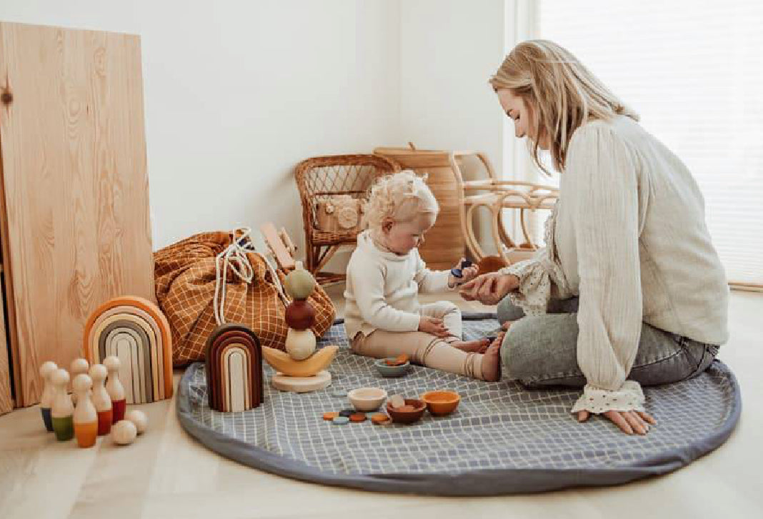Tapis de jeu 2 en 1 - Grid blue -  Play&Go