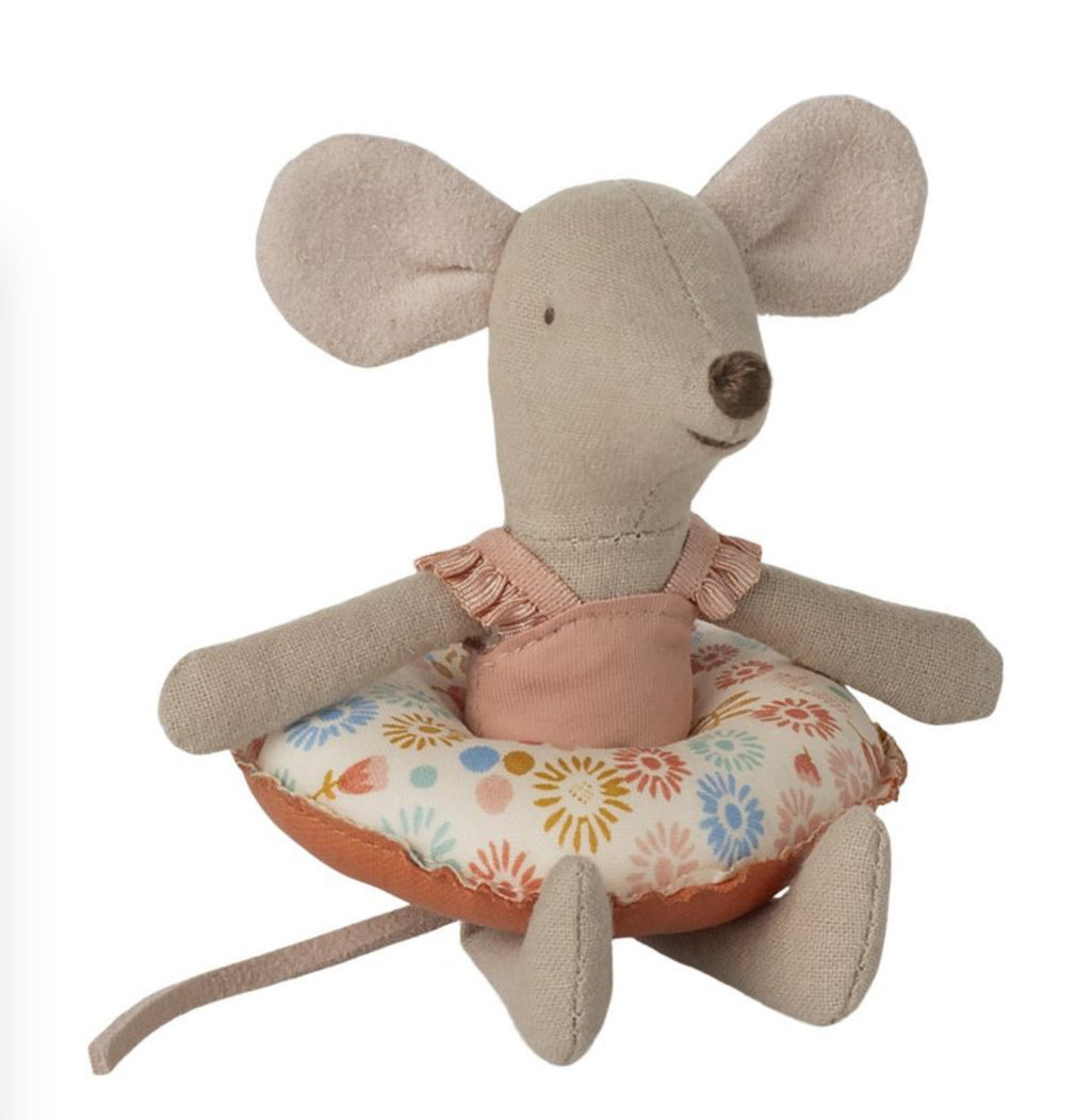 Souris petite soeur - Maillot de bain & sa bouée à fleurs - Maileg