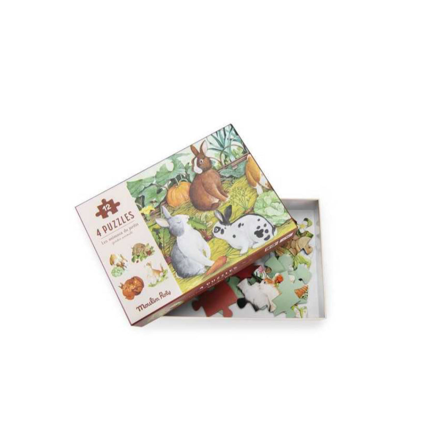 4 Mini puzzles les animaux - Le Jardin du Moulin - Moulin Roty