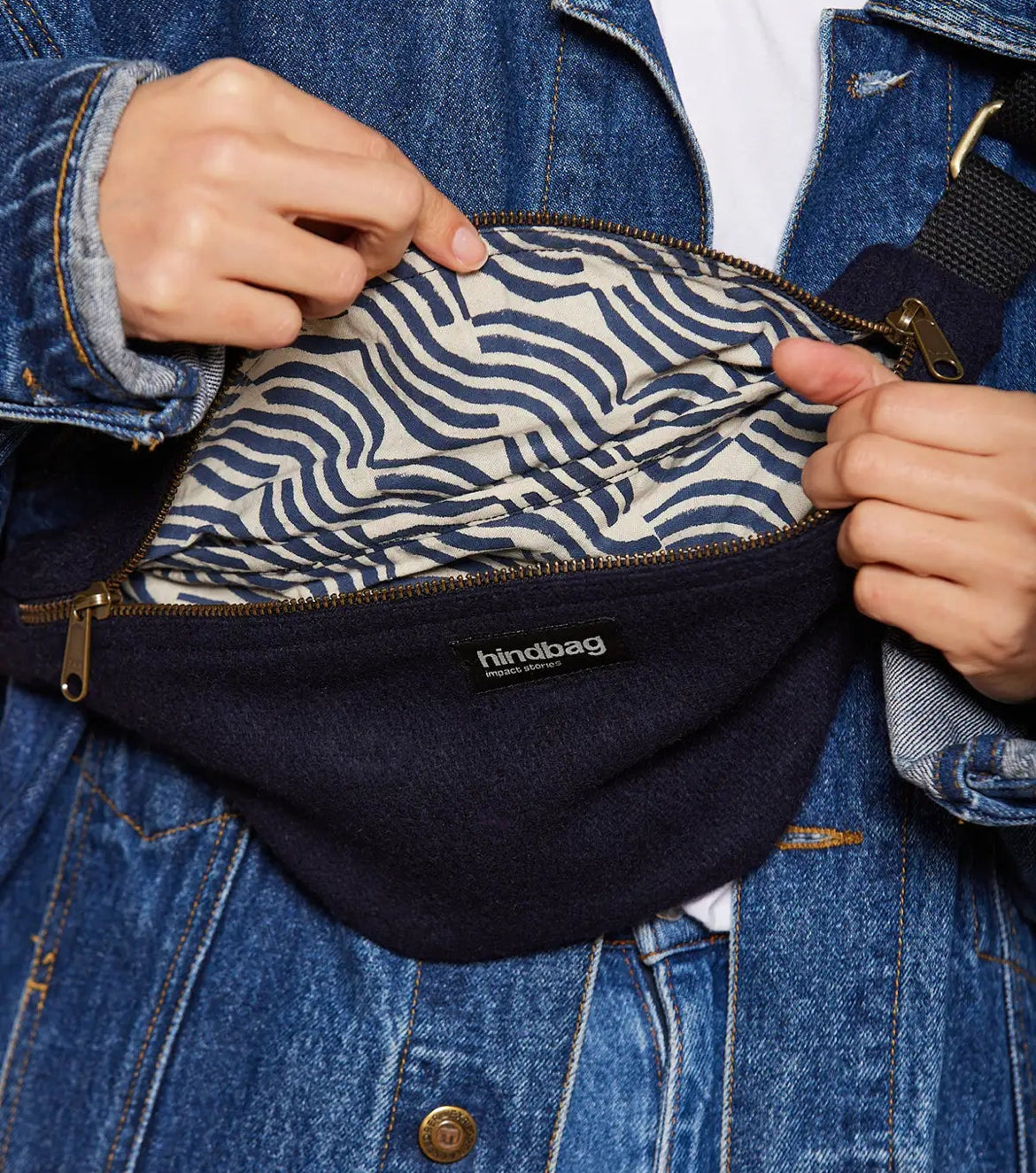 Sac banane Olivia - Laine Marine -  Hindbag