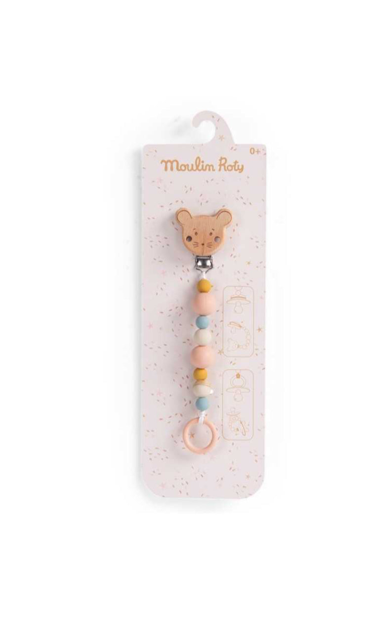 Attache tétine - silicone bois - La Petite Ecole de Danse