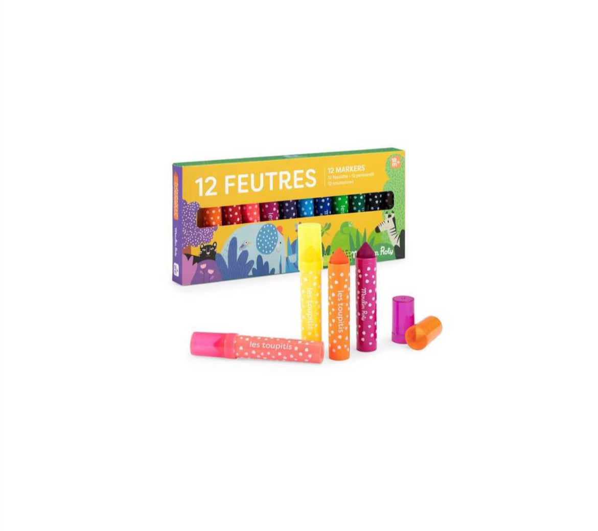 12 gros feutres coniques - Les Toupitis -  Moulin Roty