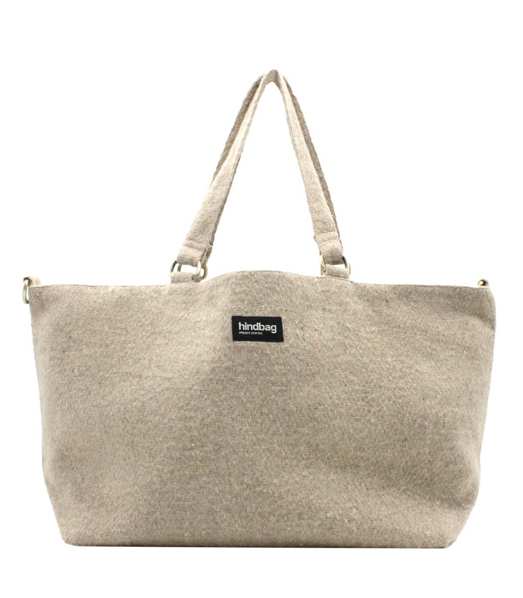 Sac cabas Raphaëlle en laine recyclée beige - Hindbag