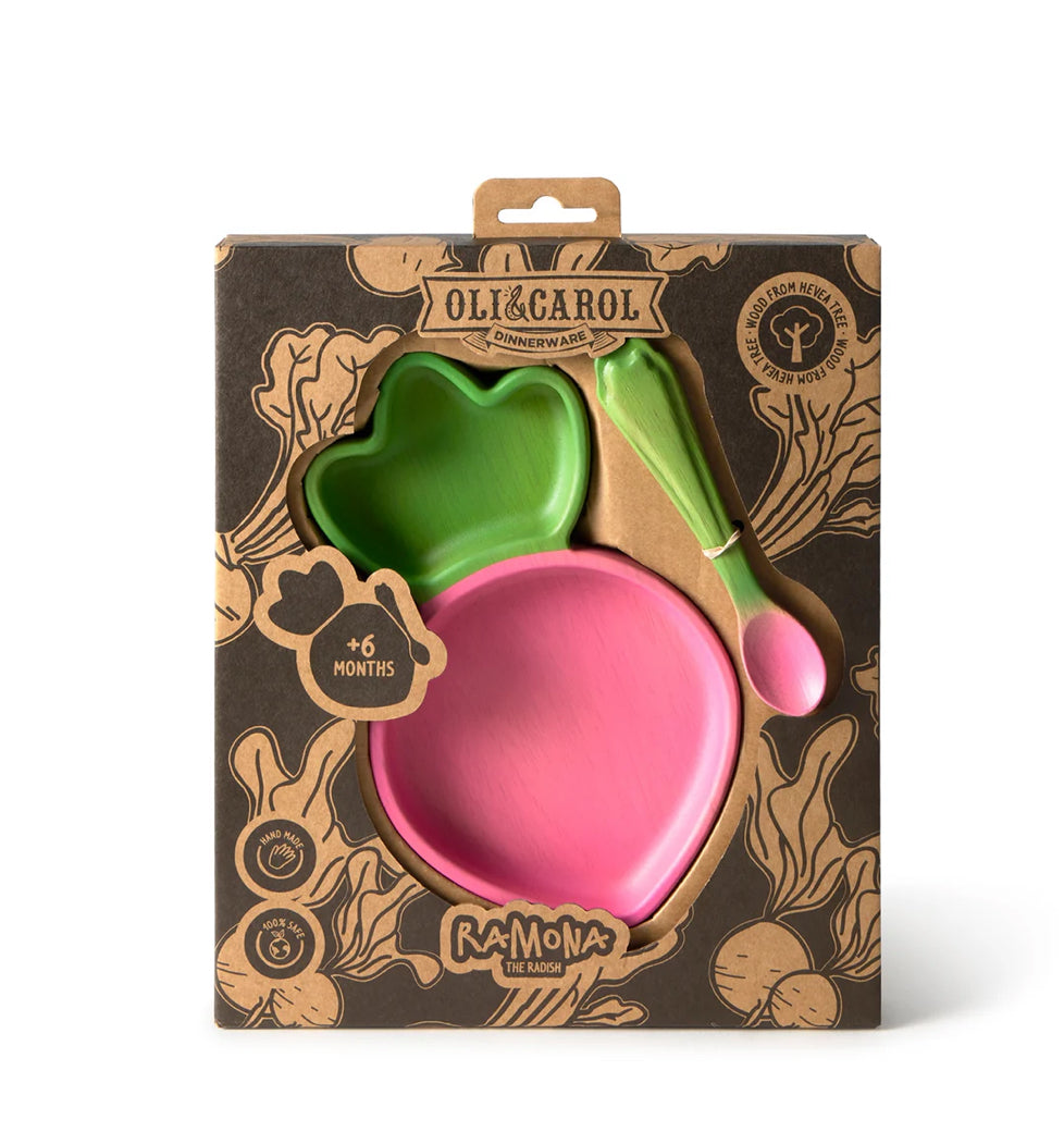 Set vaisselle Assiette & cuillère - Ramona le Radis - Oli&Carol