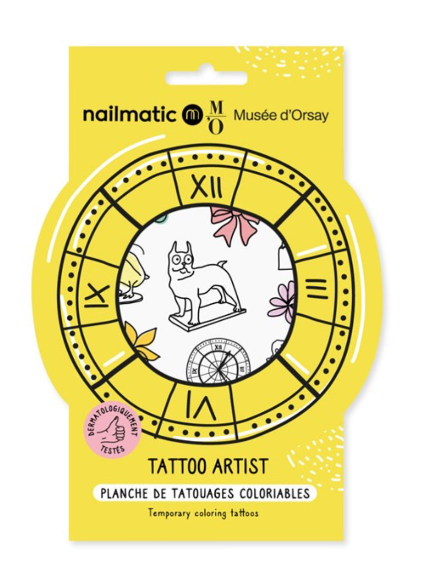 Planche de tatouages à colorier - Jaune - Nailmatic x Musée d'Orsay
