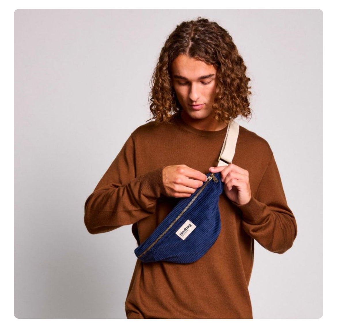 Sac banane Olivia Velours - Marine -  Hindbag