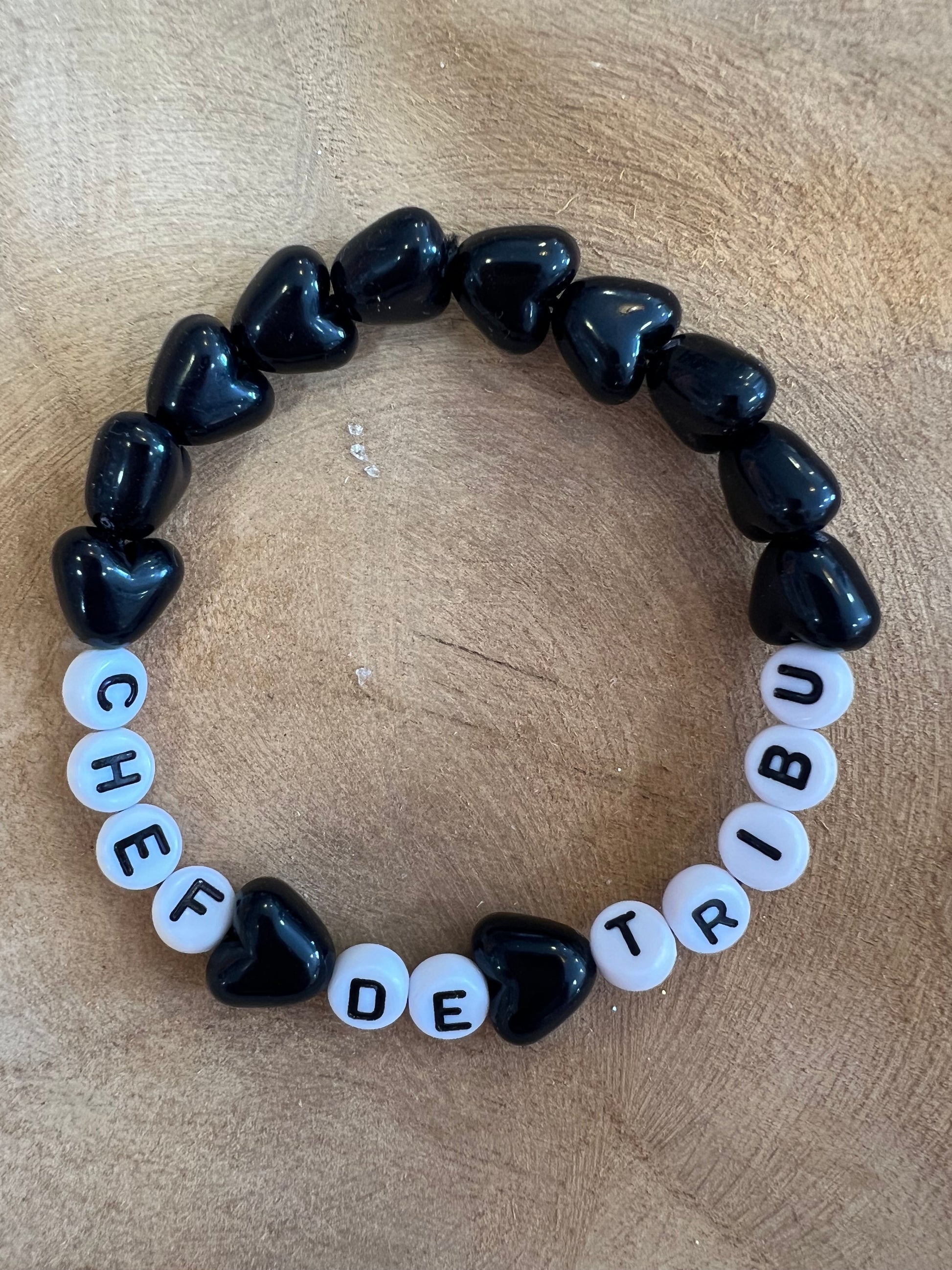 Bracelet adulte coeurs noirs - Chef de Tribu - Gaga