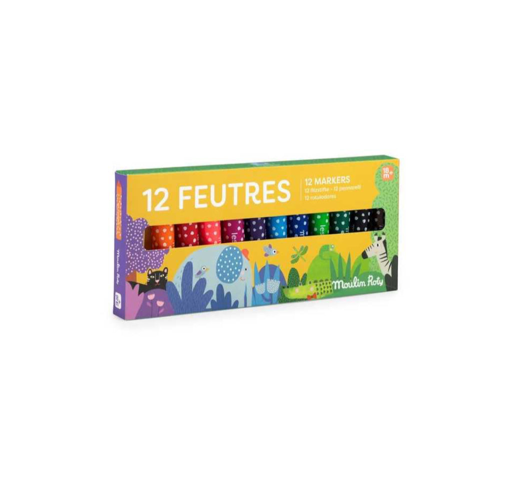 12 gros feutres coniques - Les Toupitis -  Moulin Roty