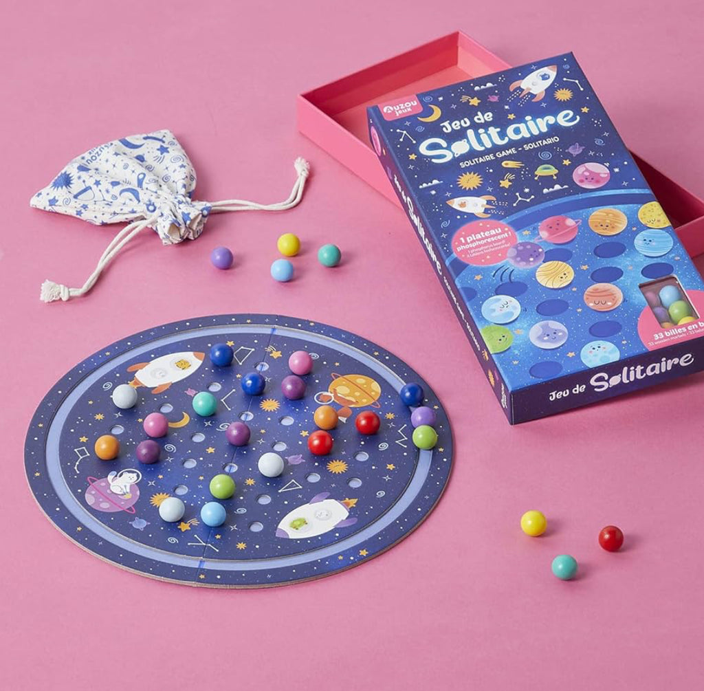 Jeu du solitaire en bois - Au Milieu de l'Espace - Auzou