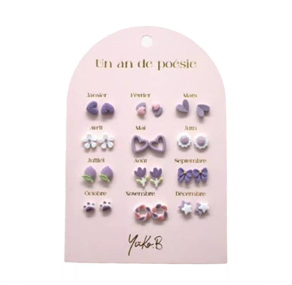 Boucles d'oreilles Un an de Poésie  - Violet - Yuko B