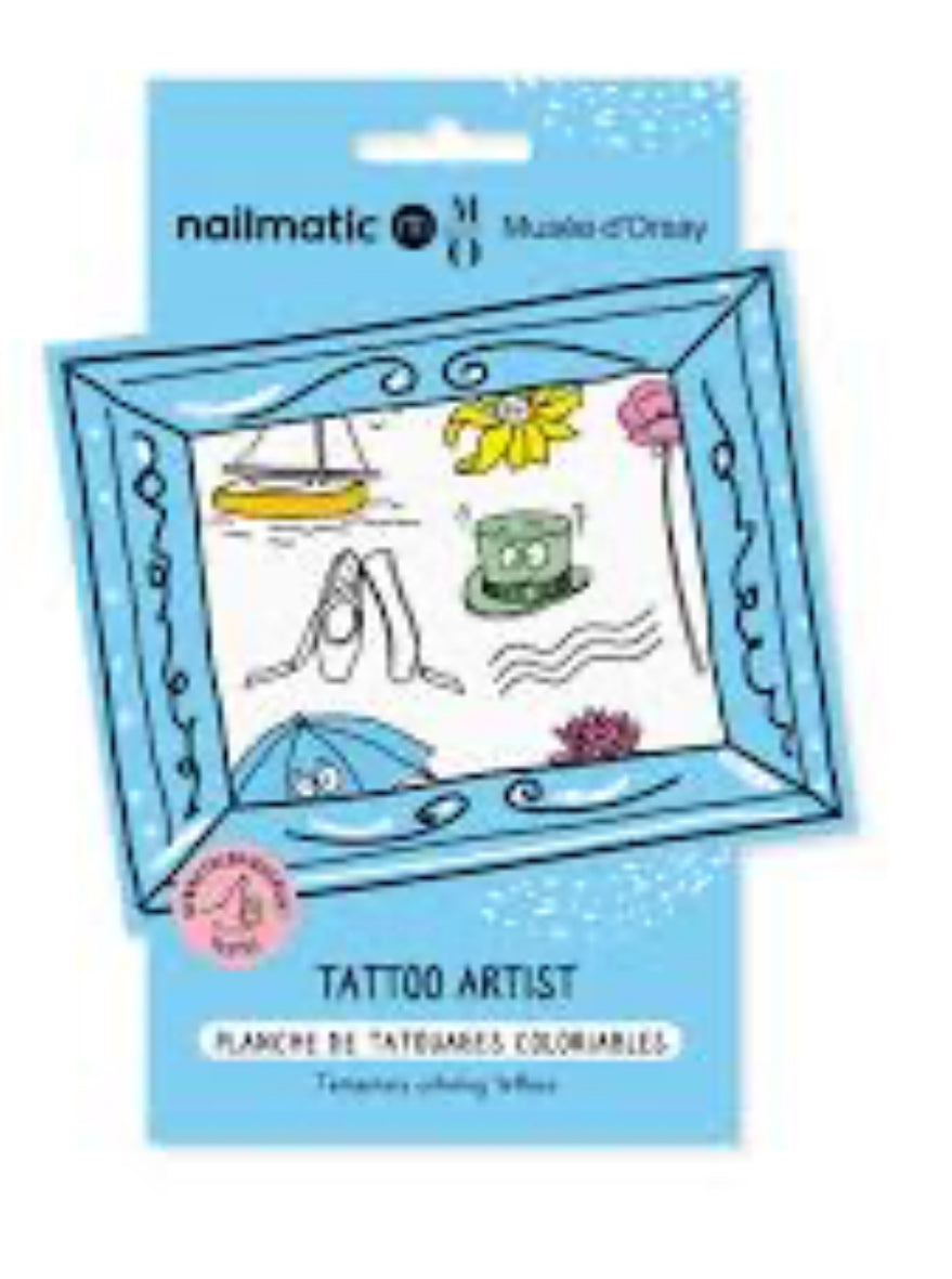 Planche de tatouages à colorier - Bleu - Nailmatic x Musée d'Orsay