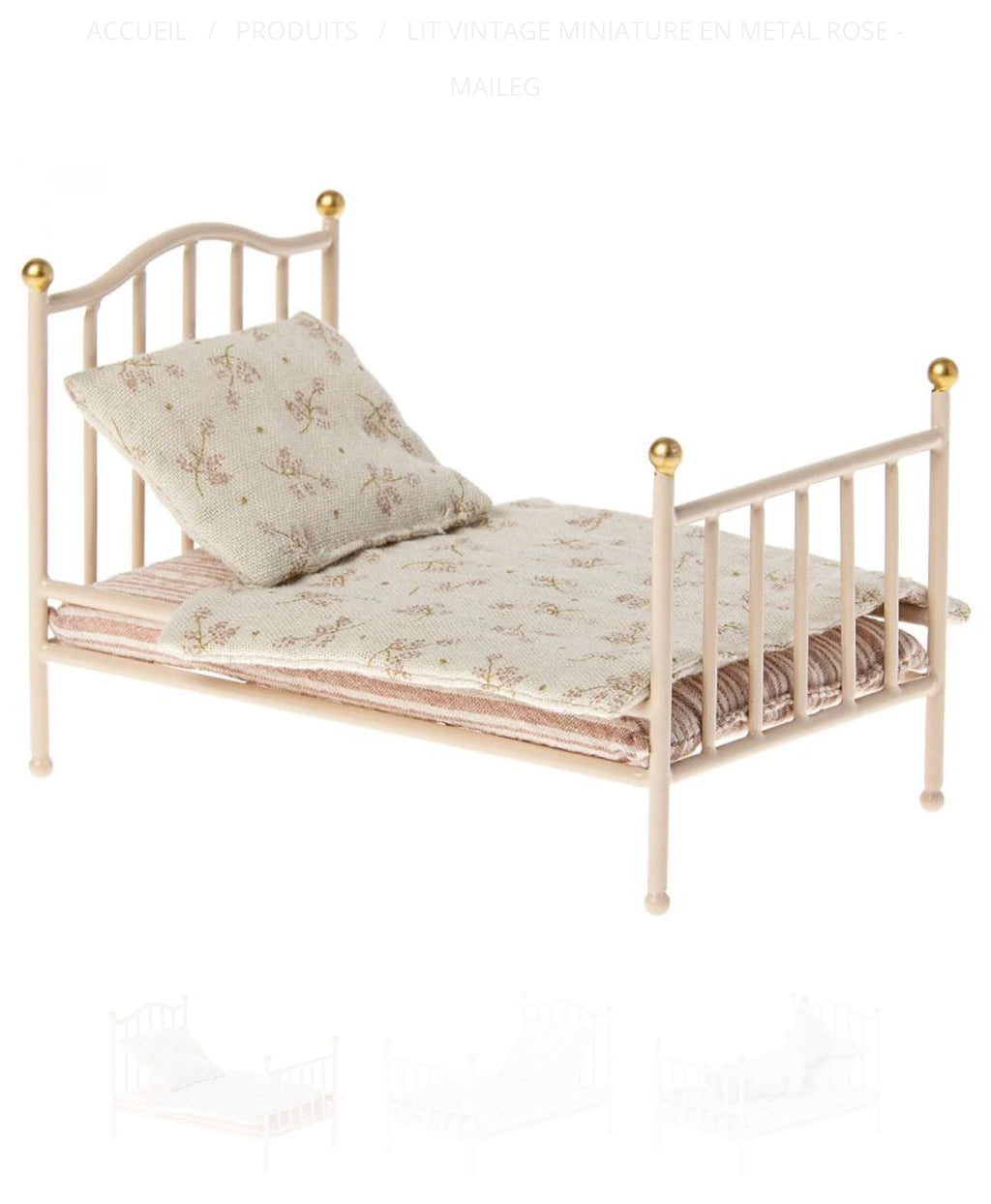 Lit vintage en métal - Rose - Maileg