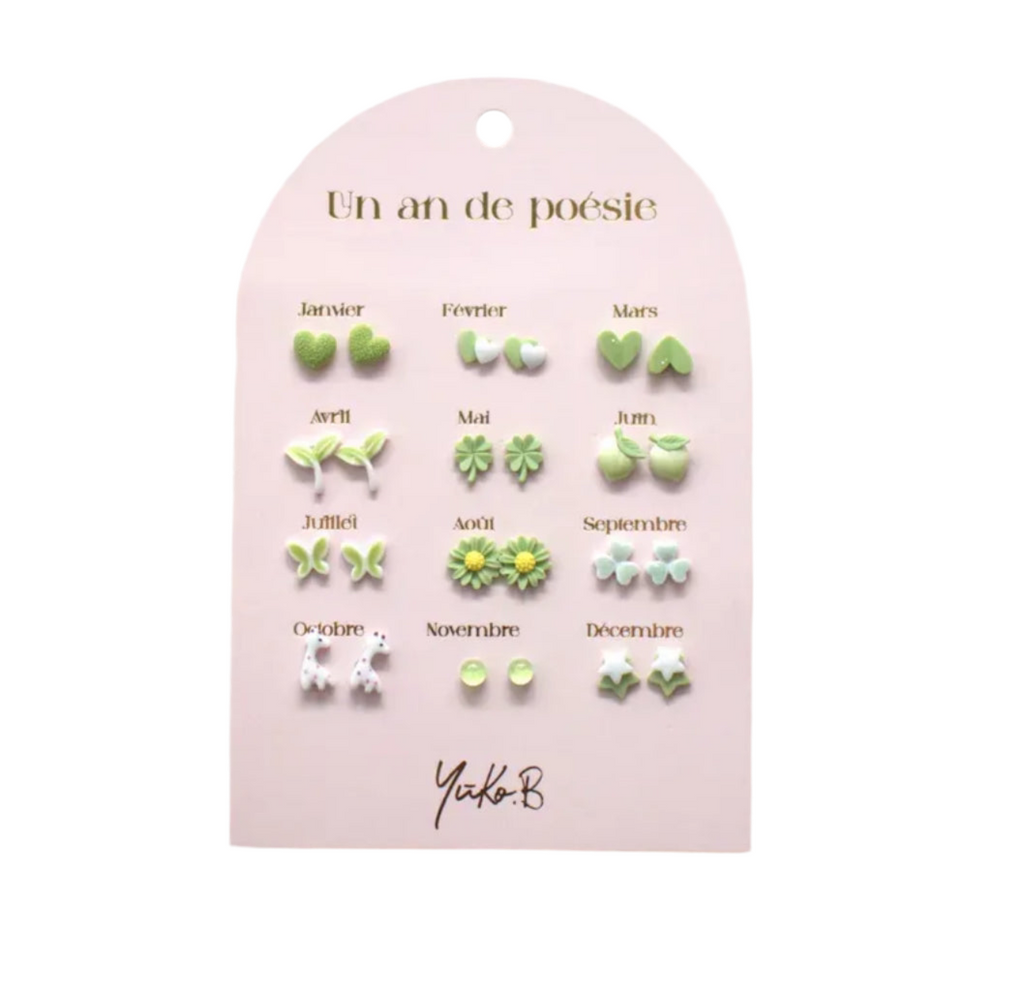 Boucles d'oreilles Un an de Poésie  - Vert  - Yuko B
