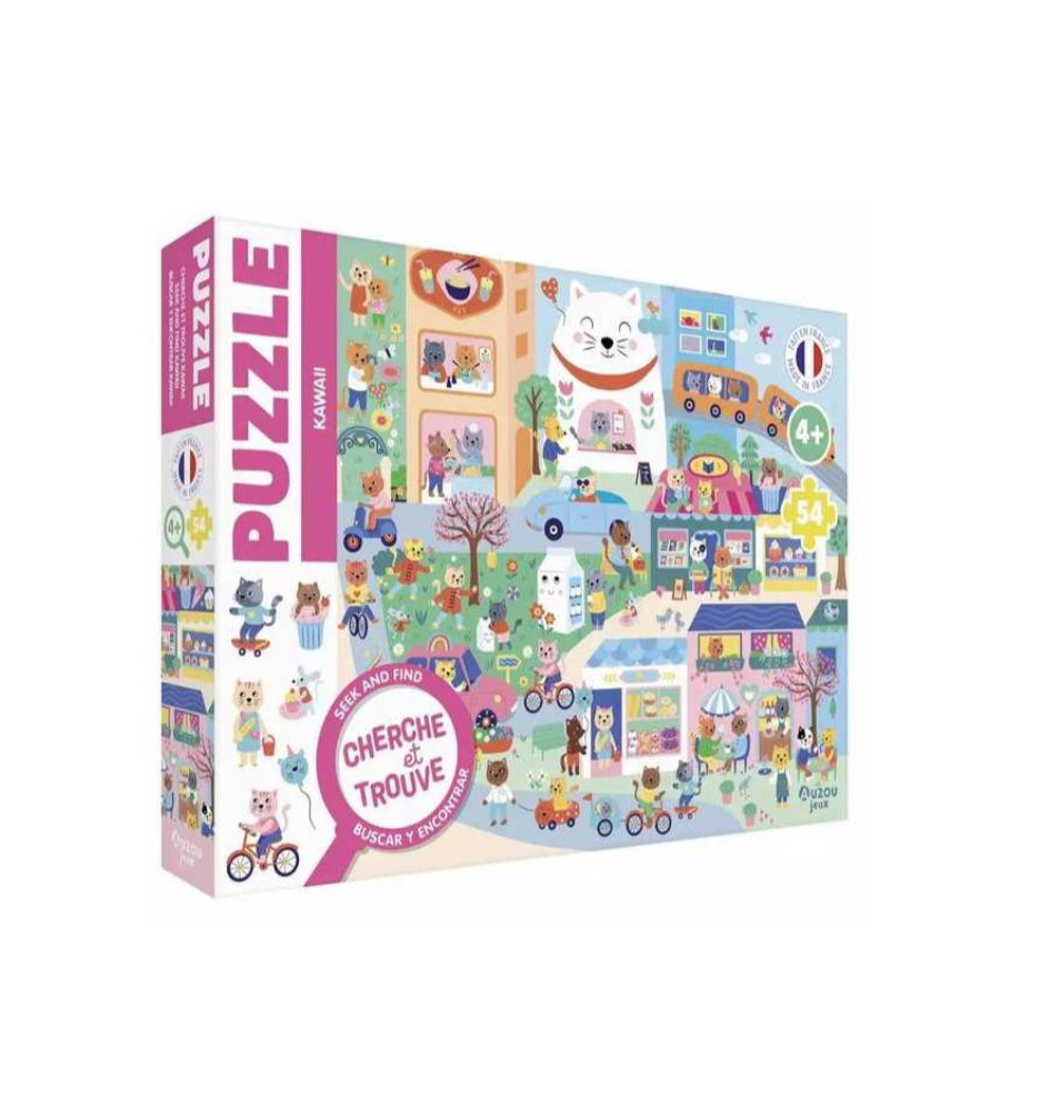 Puzzle 54 pièces cherche et trouve - Kawaï - Auzou