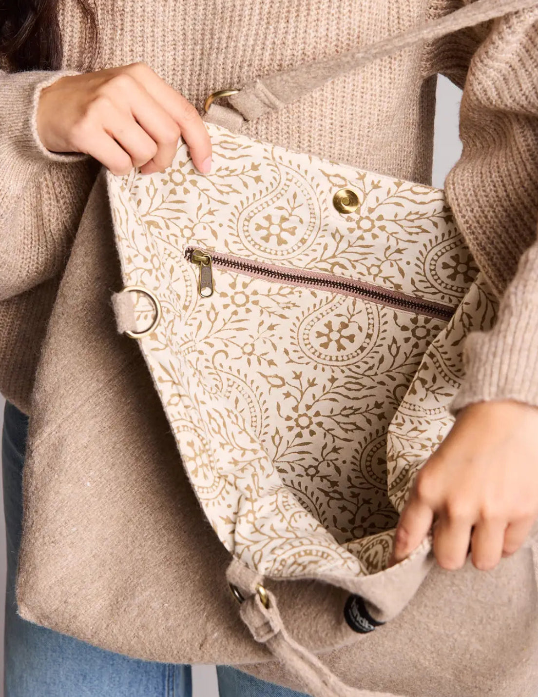 Sac cabas Raphaëlle en laine recyclée beige - Hindbag