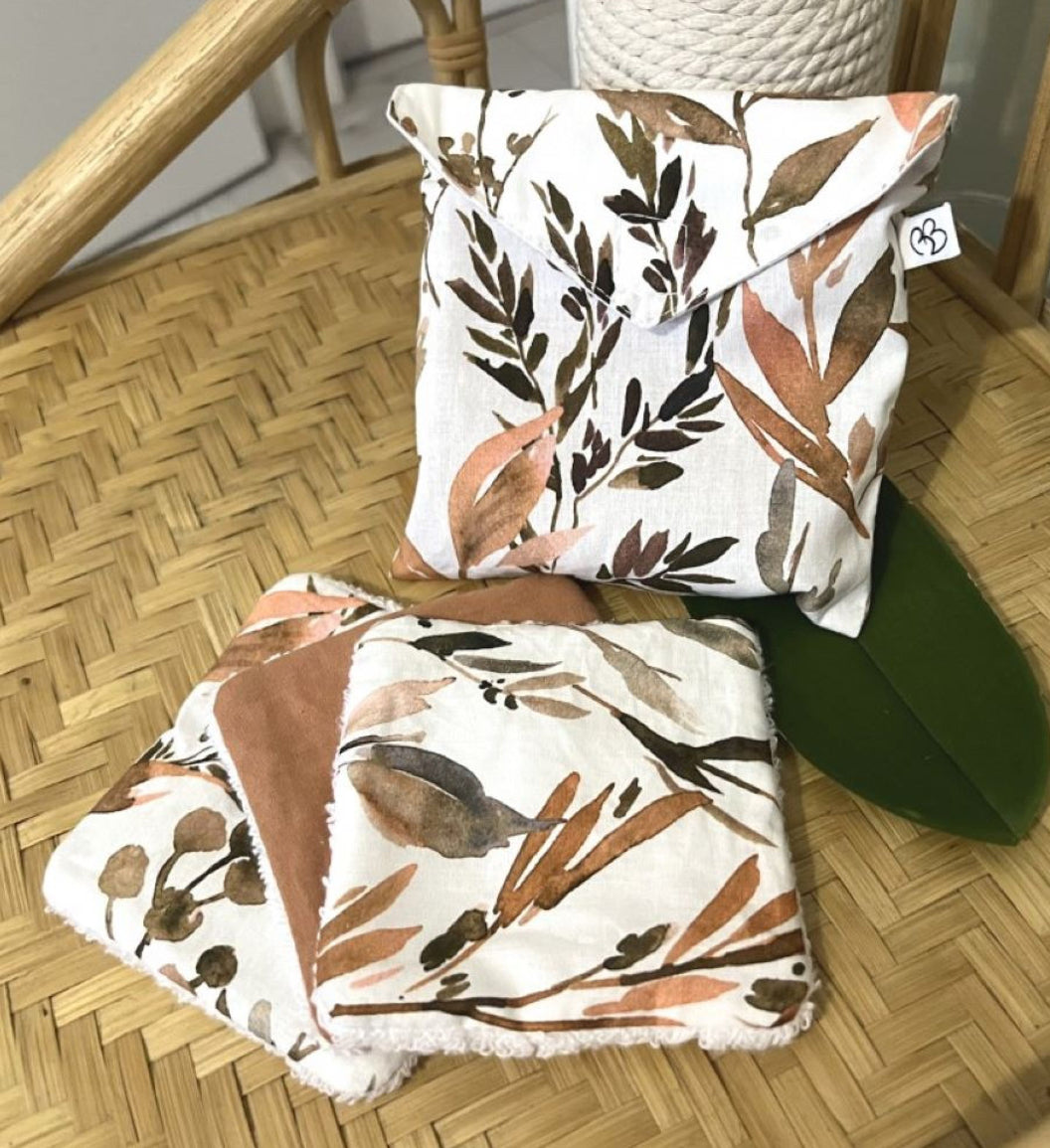 Lot de 5 lingettes réutilisables - Feuillage - BB&CO