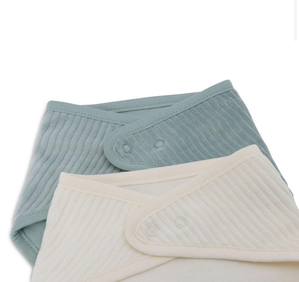 Set de 2 bavoirs bandana - Bleu & Ecru - Jollein