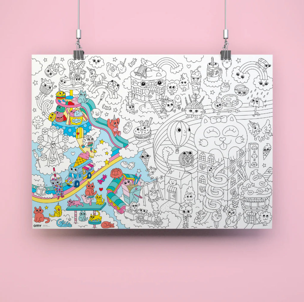 Poster géant à colorier - Kawaii -  OMY