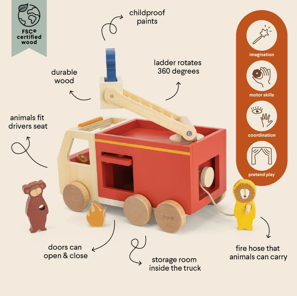 Camion de pompier en bois - Trixie