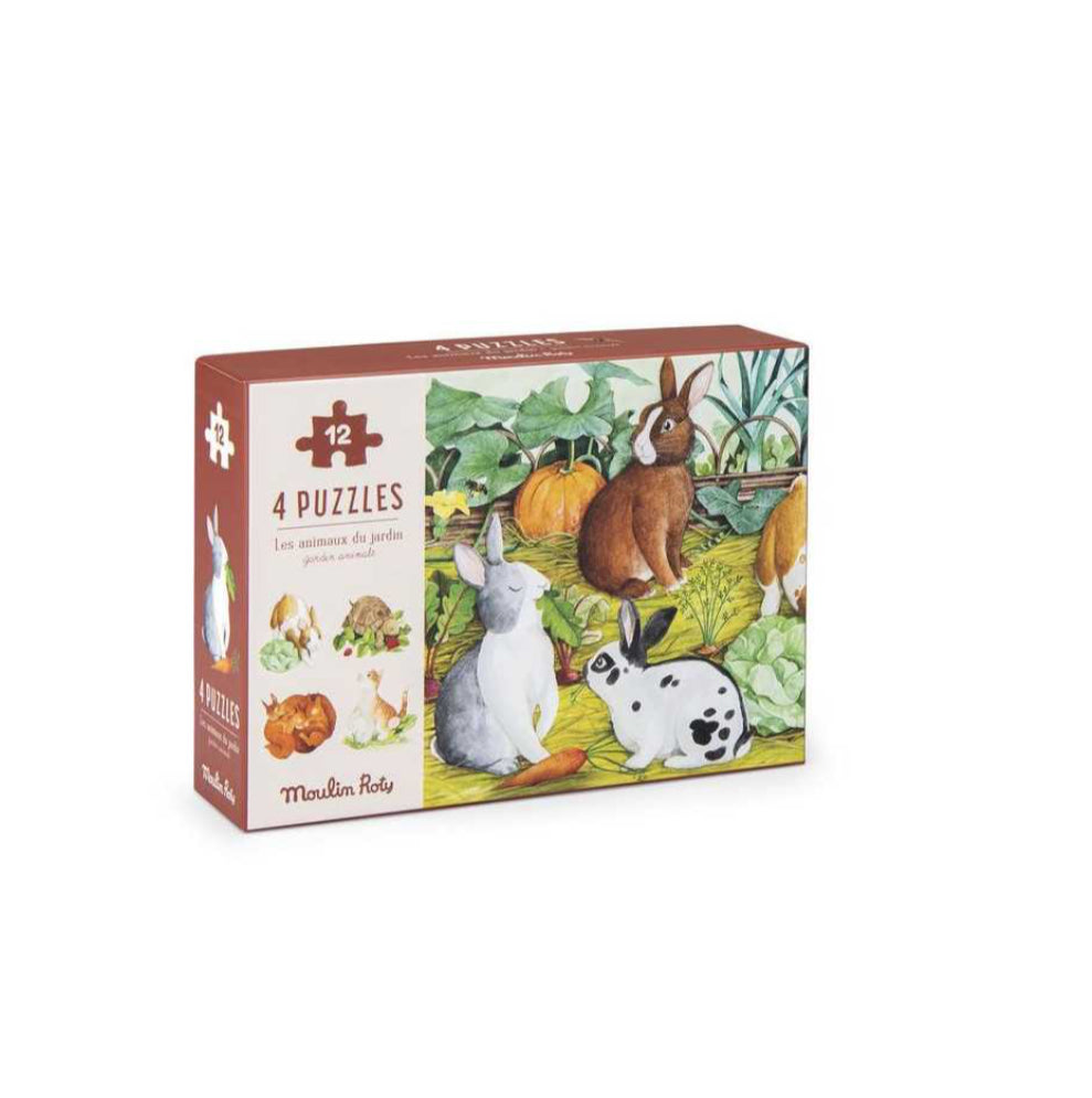4 Mini puzzles les animaux - Le Jardin du Moulin - Moulin Roty