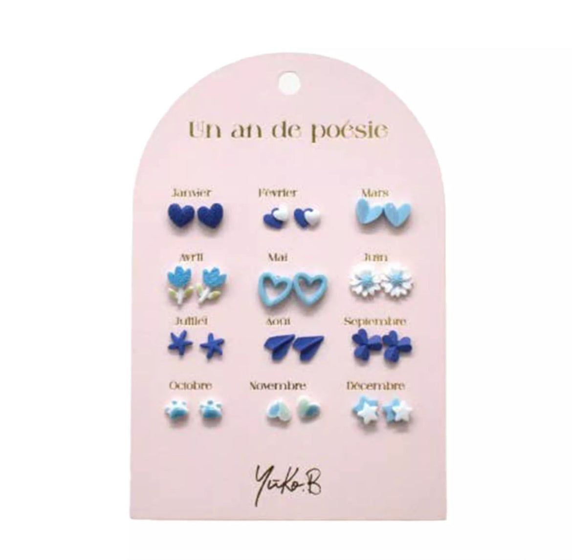 Boucles d'oreilles Un an de Poésie  - Bleu - Yuko B