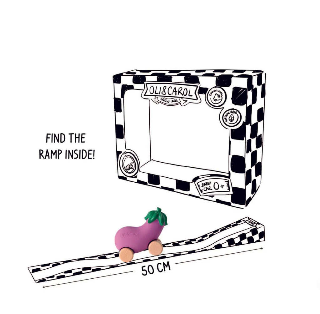 Voiture en caoutchouc naturel - Emma l'Aubergine - Oli & Carol