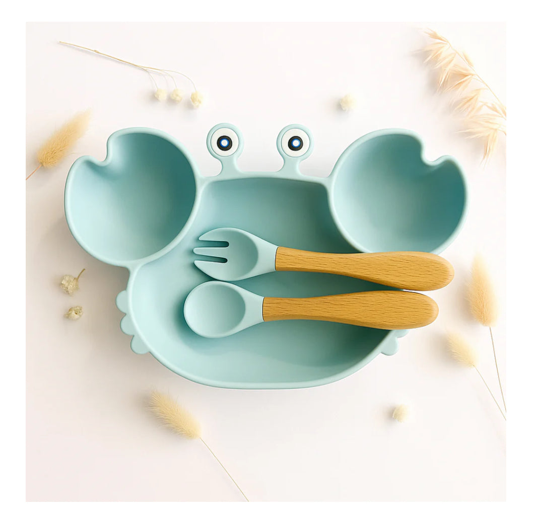 Set vaisselle Gab le Crabe - Bleu Ciel - Les Petits Citrons