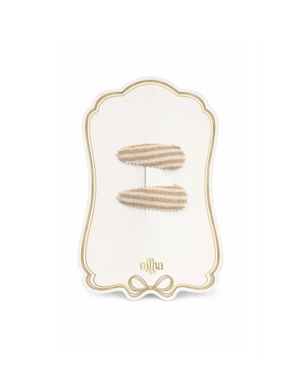 Lot de 2 barrettes - Rayé Beige - Mrs Ertha