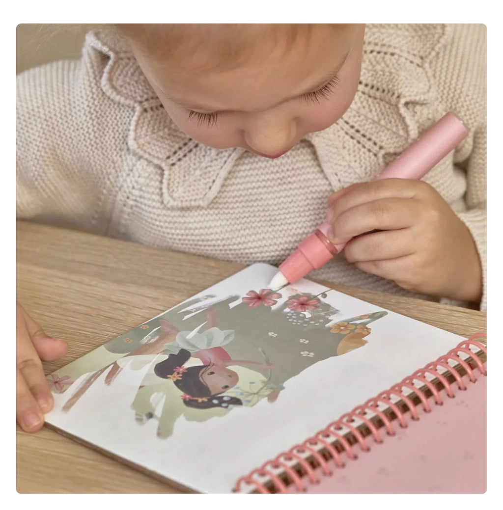 Cahier de coloriage à l'eau Rosa - Safari Friends - Little Dutch
