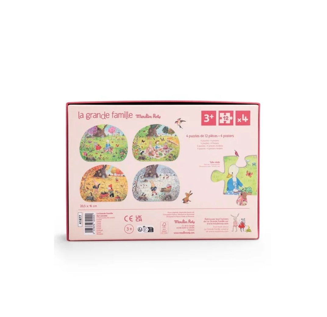 4 Mini puzzles les Saisons - La Grande Famille - Moulin Roty