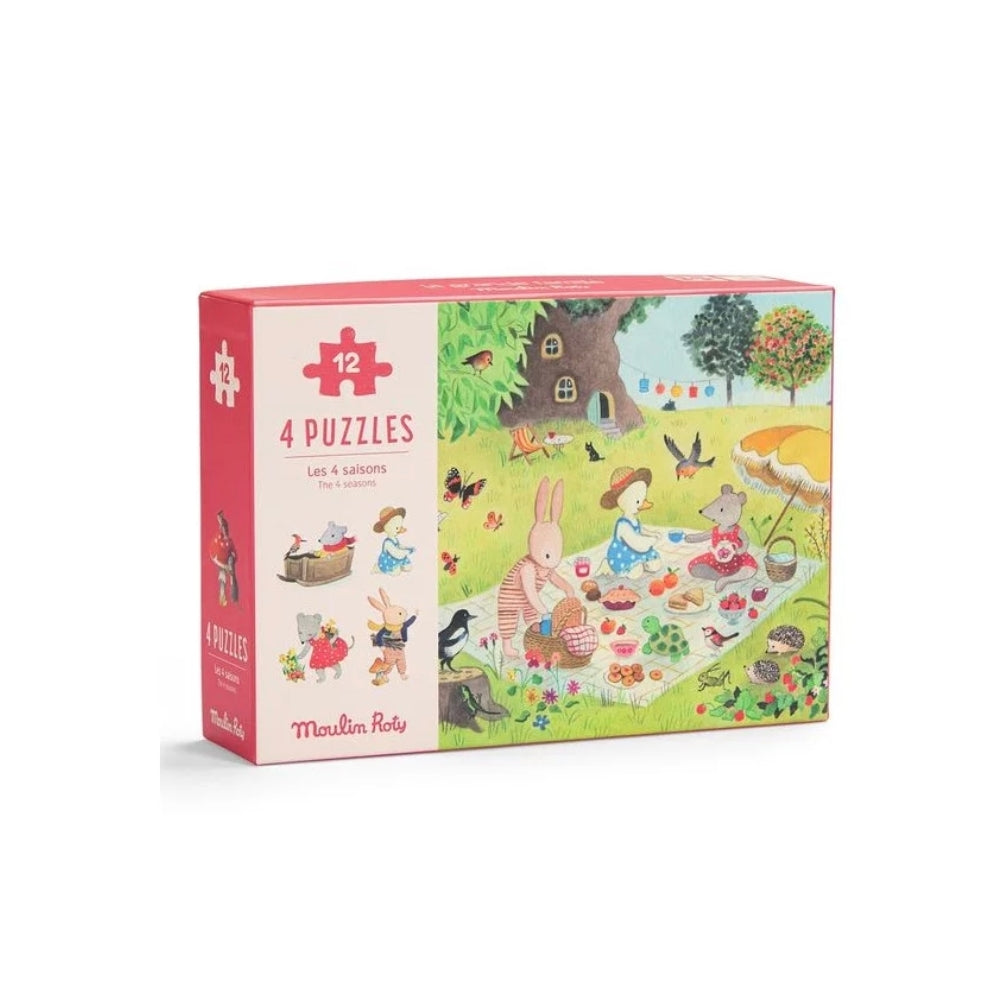 4 Mini puzzles les Saisons - La Grande Famille - Moulin Roty
