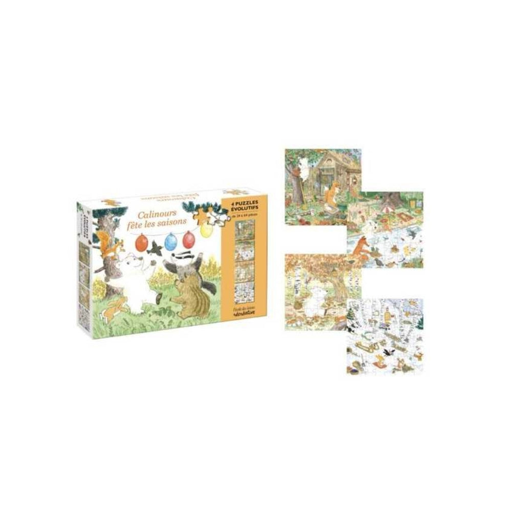 4 Puzzles évolutifs - Calinours fête les saisons - L'Ecole des Loisirs