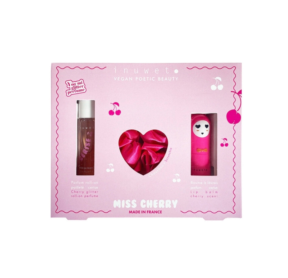 Coffret Miss Cherry - Parfum, baume à lèvres Cerise et chouchou - Inuwet